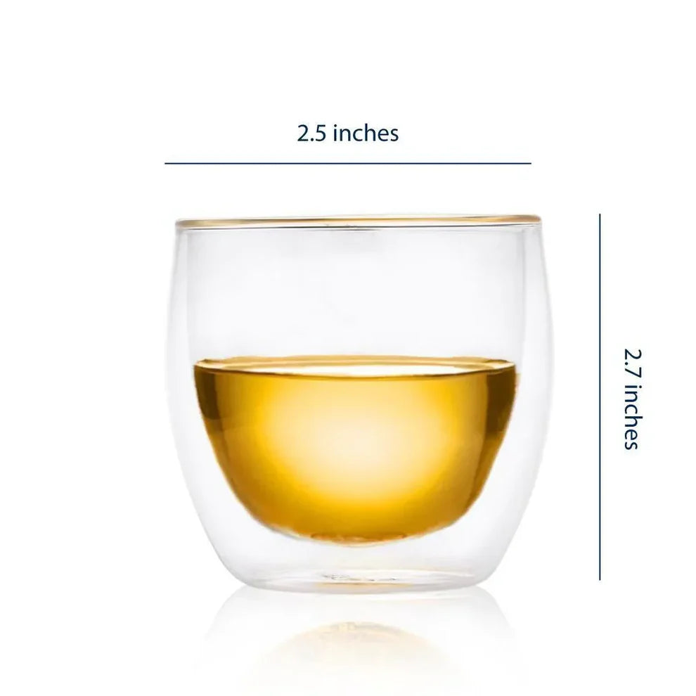 Double Wall Glass Cup – Insulated Espresso Glass, Heat Resistant Coffee Cup, Transparent Double Wall Mug for Espresso, Cappuccino & Latte (2 Pcs)