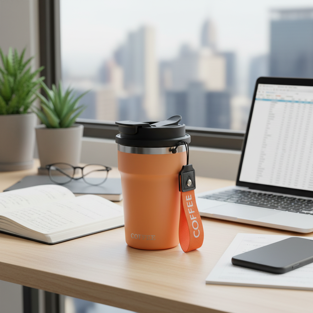 USS On The Go Coffee Mug 400ml – Insulated Travel Mug, Stainless Steel Coffee Cup with Lid, Leakproof Thermal Mug for Hot & Cold Drinks