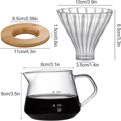 Carafe Coffee Server - Manual Drip Coffee Set, 300ml & 600ml