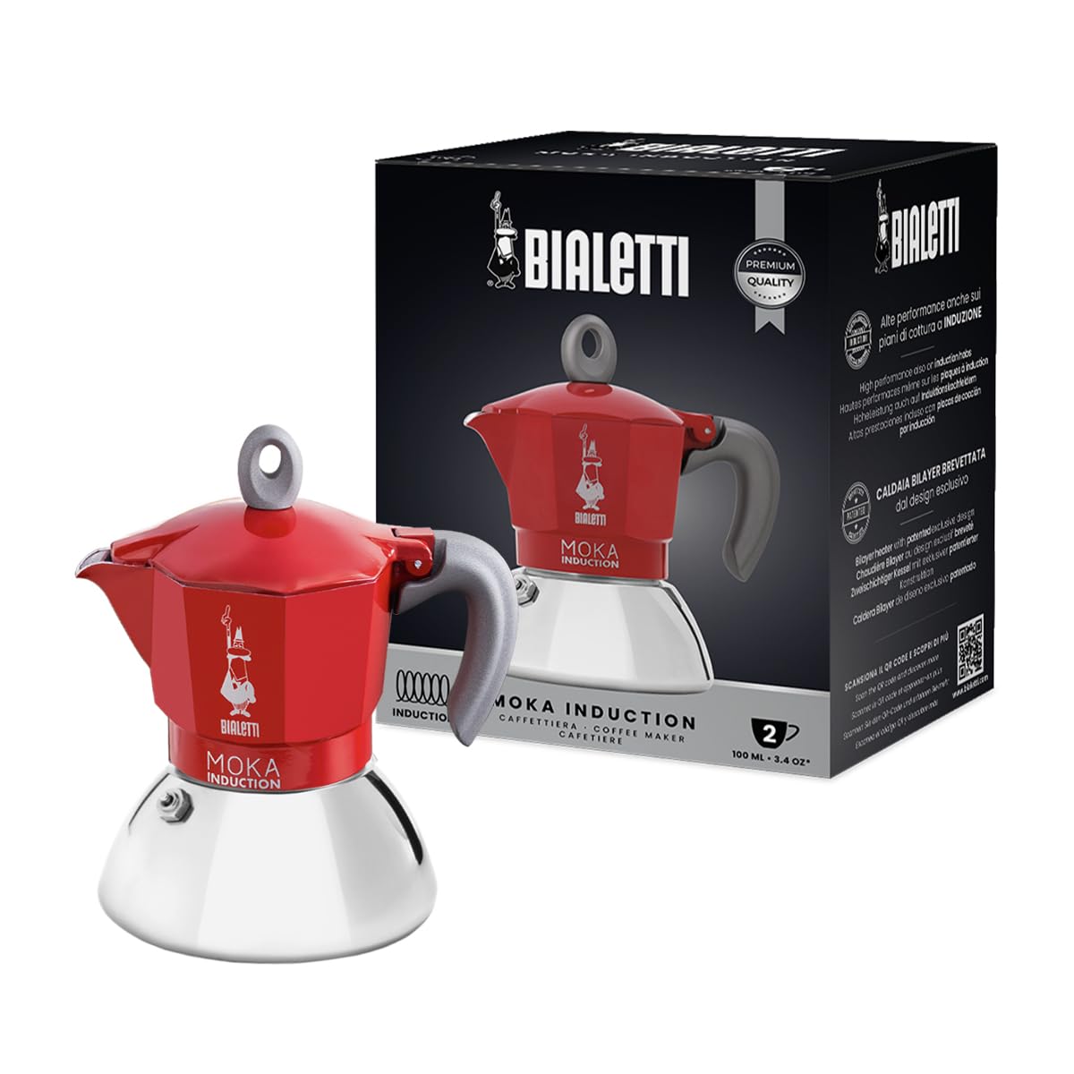 Bialetti Moka Induction Rossa 6942 – 2 Cup