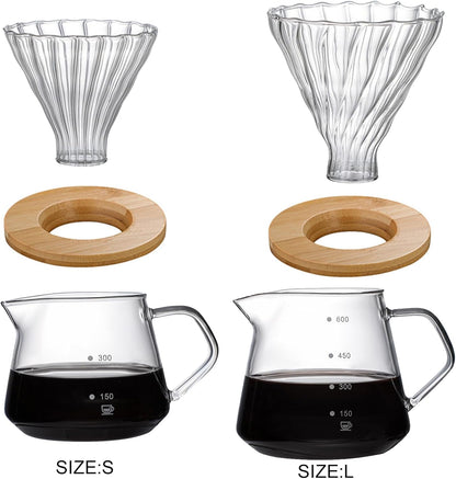 Carafe Coffee Server - Manual Drip Coffee Set, 300ml & 600ml