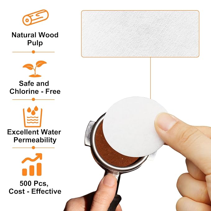 Coffee Paper Filters, Disposable Round Puck Screen - 51mm, 53mm & 58mm - 200 pcs