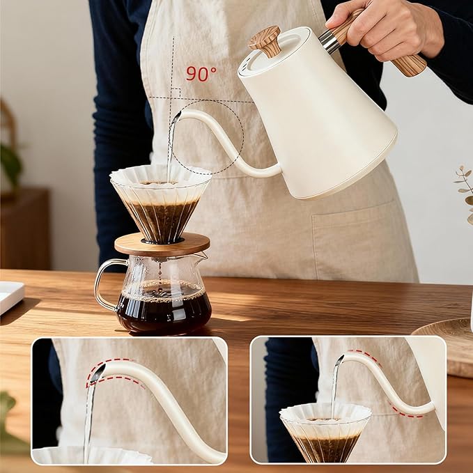 Goose Neck Kettle with Wood Finish - 0.9L