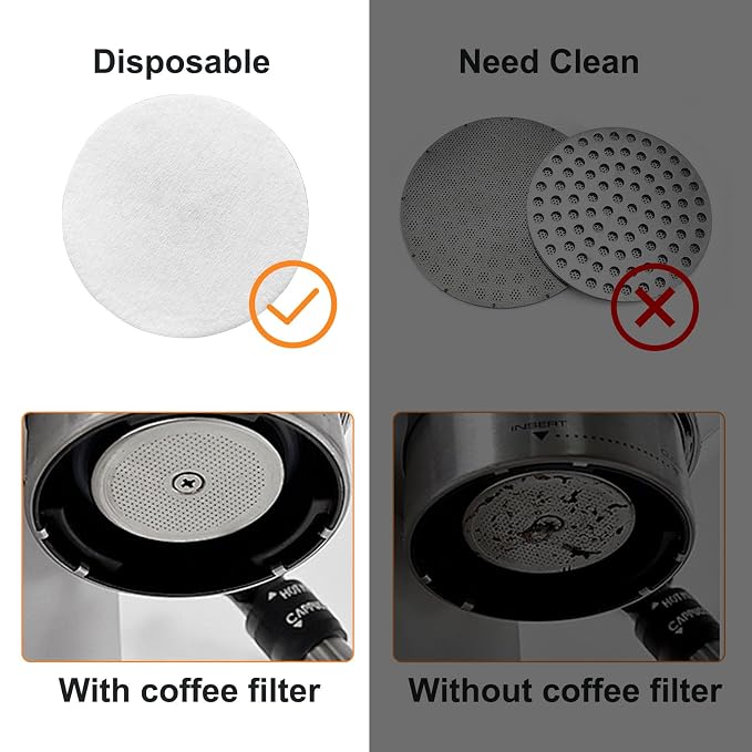 Coffee Paper Filters, Disposable Round Puck Screen - 51mm, 53mm & 58mm - 200 pcs