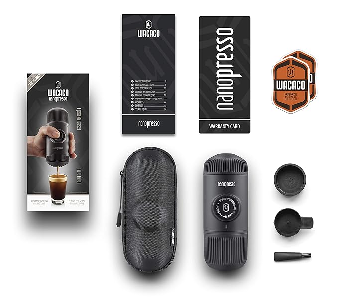 Wacaco Nanopresso Portable Espresso Maker with Case - 80ml, 18 Bar Pressure