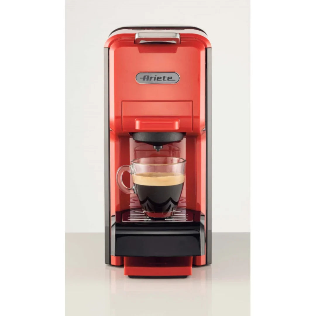 Ariete 1304 Capsule & Powder Coffee Machine (Red & Black) – Espresso Coffee Maker, Pod & Ground Coffee Machine