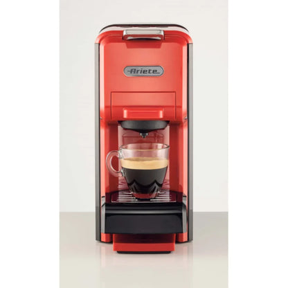 Ariete 1304 Capsule & Powder Coffee Machine (Red & Black) – Espresso Coffee Maker, Pod & Ground Coffee Machine
