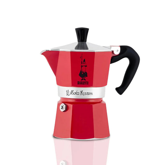 Bialetti Moka Express Red Espresso Maker –  Aluminium Moka Pot, Manual Espresso Coffee Maker for Home