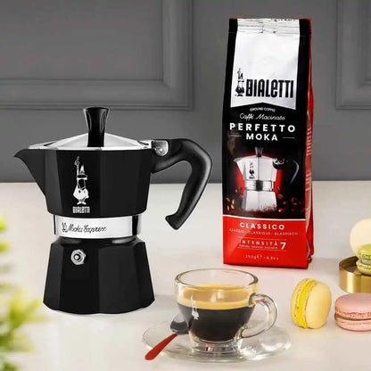 Bialetti Moka Express Series Black – Aluminium Moka Pot Coffee Maker, Manual Coffee Brewer for Home