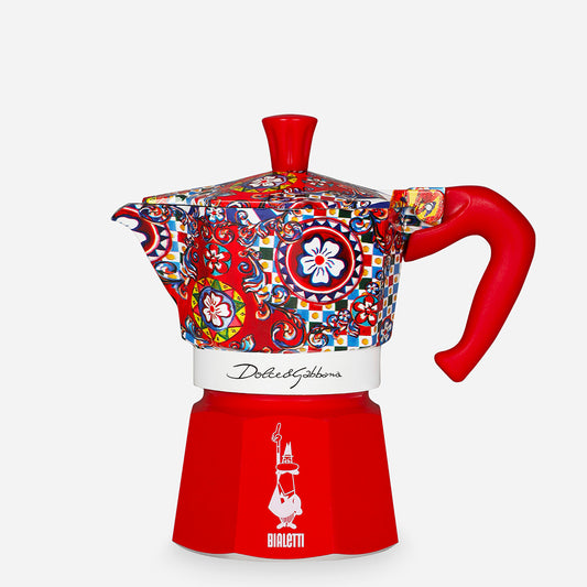 Bialetti Moka Express 3 Cups Dolce & Gabbana 5327 – Italian Stovetop Espresso Maker, Designer Moka Pot, Aluminium Coffee Maker