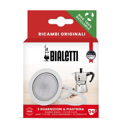 Bialetti Moka Pot Gasket Packing (3 gaskets and 1 filter) for 3/4 Cup