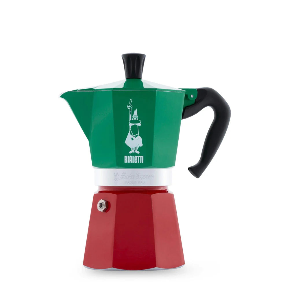 Bialetti Moka Express Tricolor Espresso Maker 5322 – Italian Stovetop Coffee Maker, Authentic Espresso Brewer, Durable Aluminium Coffee Maker
