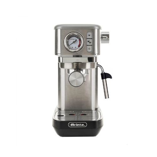 Ariete 13811 Slim Metal Coffee Machine with Manometer – Espresso Coffee Maker, 15 Bar Pressure, Cappuccino Latte Maker