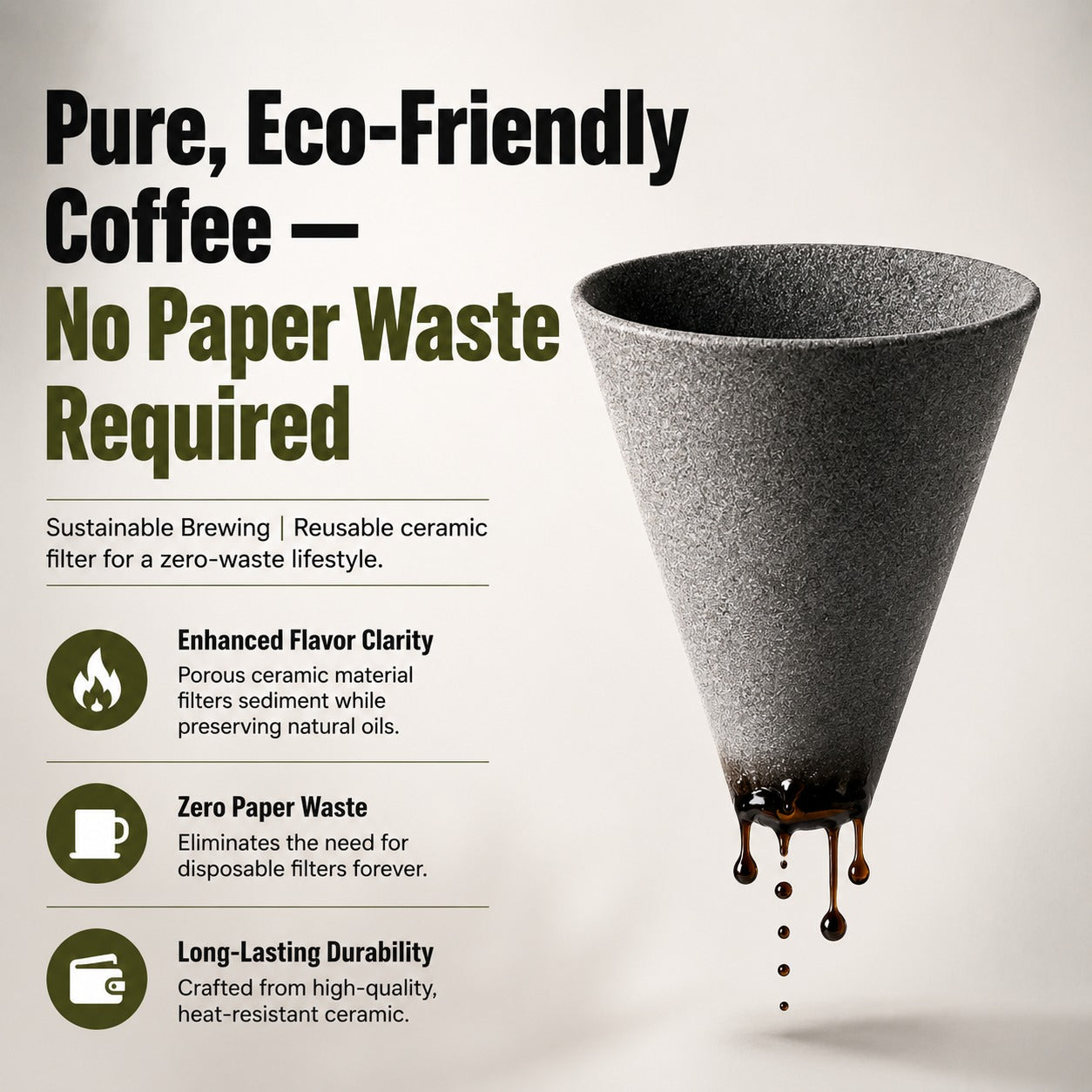 Cerapotta Ceramic Coffee Filter - Reusable Paperless Coffee Filter
